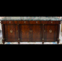 Classical Style Mahogany Marble Top Credenza